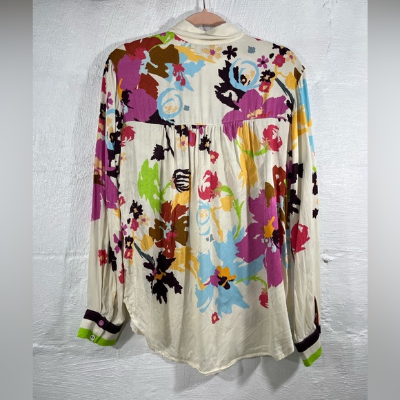 ANTHROPOLOGIE CONDITIONS APPLY BLOOMING LONG SLEEVE COLLARED BLOUSE (a133) - Picture 6 of 16